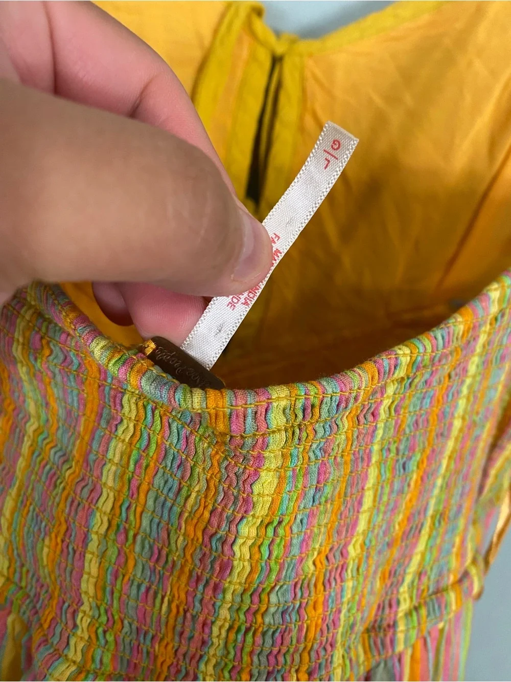 Free People Dream Weaver Maxi Dress Striped Yellow Rainbow Multi Sundress Large